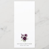 Paarse Bloemen, Pruim Bloemen, Boho, Trouwmenu Menu (Achterkant)
