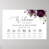 Paarse bloemen, pruimenbloemen, huwelijkstijdlijn poster (Voorkant)