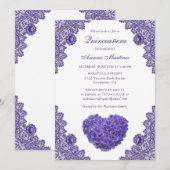 Paarse Bloemen Quinceañera 15e Verjaardagsuitnodig Kaart (Voorkant / Achterkant)