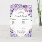 Paarse Bloemen Quinceañera Evenementenorde Padrino Programma (Achterkant)