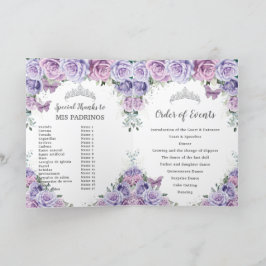 Paarse Bloemen Quinceañera Evenementenorde Padrino Programma