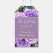 Paarse  bloemen Quinceañera Hartelijk dank Cadeaulabel (Voorkant)