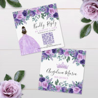 Paarse Bloemen Quinceanera QR Code RSVP