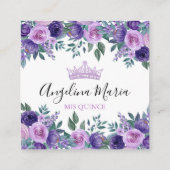 Paarse Bloemen Quinceanera QR Code RSVP Informatiekaartje (Achterkant)