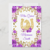 Paarse Bloemen Quinceanera Uitnodiging (Achterkant)