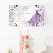 Paarse Bloemen Quinceanera Welkom Spandoek (Insitu)