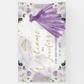 Paarse Bloemen Quinceanera Welkom Spandoek (Verticaal)