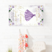 Paarse Bloemen Quinceanera Welkom Spandoek (Insitu)