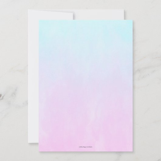 Paarse Bloemen Regenboog Eenhoorn Verjaardagsfeest Kaart (Achterkant)