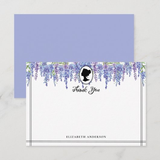 Paarse Bloemen Regency Era Vrijgezellenfeest Bedankkaart (Voorkant / Achterkant)