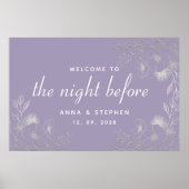 Paarse bloemen repetitie diner welkom poster (Voorkant)