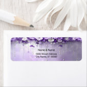 Paarse Bloemen Retouradreslabel Etiket (Insitu)