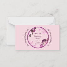 Paarse Bloemen Ring Wedding Place Card