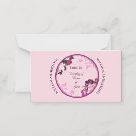 Paarse Bloemen Ring Wedding Place Card Plaatskaartje