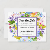 Paarse Bloemen Romantisch Save The Date Kaart (Voorkant)