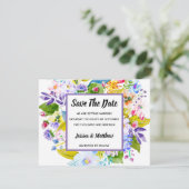 Paarse Bloemen Romantisch Save The Date Kaart (Staand voorkant)