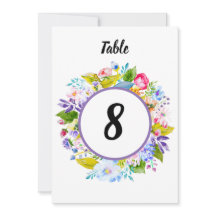 Paarse Bloemen Romantisch Tafelnummer