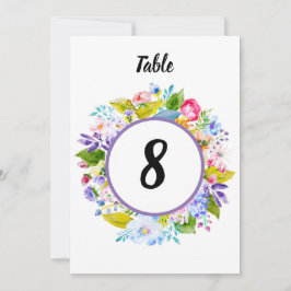 Paarse Bloemen Romantisch Tafelnummer