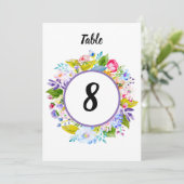 Paarse Bloemen Romantisch Tafelnummer (Staand voorkant)