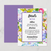 Paarse Bloemen Romantische bruiloft Details Informatiekaartje (Voorkant / Achterkant)