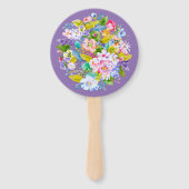 Paarse Bloemen Romantische Bruiloft Gast Fans Handwaaier (Achterkant)