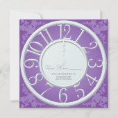 Paarse Bloemen Rond de Klok Douche Uitnodigen Kaart (Achterkant)