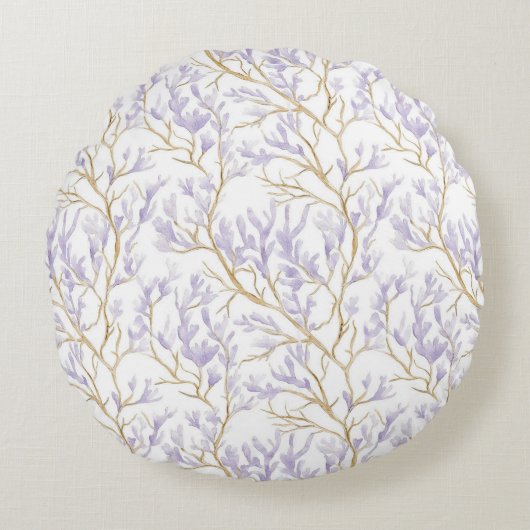Paarse Bloemen Rond Kussen (Voorkant)