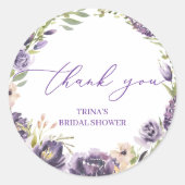 Paarse Bloemen Ronde Favor Sticker (Voorkant)