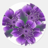 paarse bloemen ronde sticker (Voorkant)