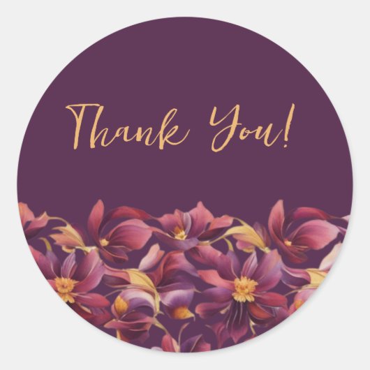 Paarse Bloemen- Ronde Sticker (Voorkant)