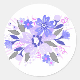 Paarse Bloemen Ronde Sticker