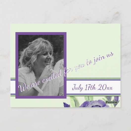 Paarse Bloemen Roos Design Briefkaart (Achterkant)