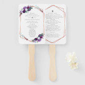 Paarse Bloemen Roos Gold Bloom Trouwprogramma Handwaaier (Voorkant en achterkant)
