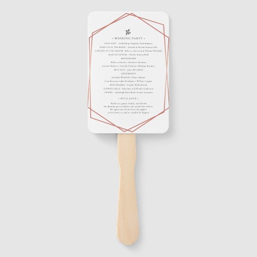 Paarse Bloemen Roos Gold Bloom Trouwprogramma Handwaaier (Achterkant)