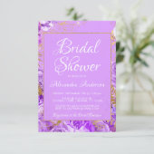 Paarse Bloemen Rozen Vrijgezellenfeest Monogram Kaart (Staand voorkant)