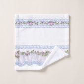   Paarse Bloemen Ruffled Border Bad Handdoek (Wasdoekje)