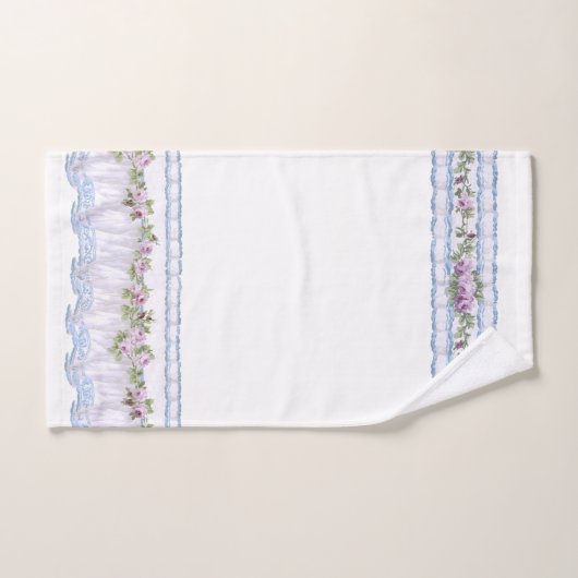   Paarse Bloemen Ruffled Border Bad Handdoek (Handdoek)