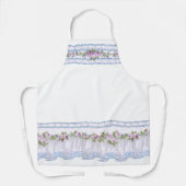 Paarse Bloemen Ruffled Border Schort (Voorkant)