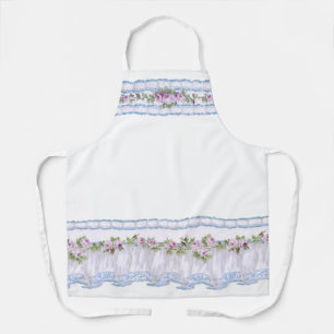 Paarse Bloemen Ruffled Border Schort