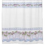   Paarse Bloemen Ruffled Border Shower Douchegordijn (Voorkant)