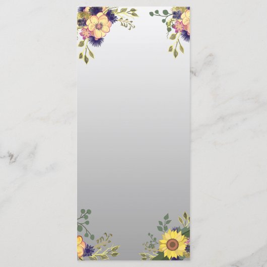 Paarse bloemen rustieke bruiloft menu (Achterkant)