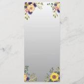 Paarse Bloemen Rustieke Trouwmenu Menu (Achterkant)