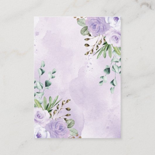 Paarse Bloemen Safari Oerwoud Baby Luier Raffle Informatiekaartje (Achterkant)