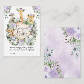 Paarse Bloemen Safari Oerwoud Baby Luier Raffle Informatiekaartje (Voorkant / Achterkant)