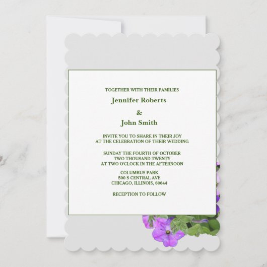 Paarse Bloemen Salie Groen Violet Grijs Bruiloft 2 Kaart (Voorkant)