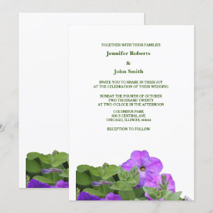 Paarse Bloemen Salie Groene Violet Bloemen Bruilof Kaart