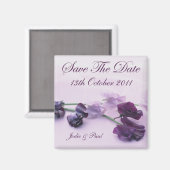 Paarse bloemen - Save the date Magneet (Voorkant / Achterkant)