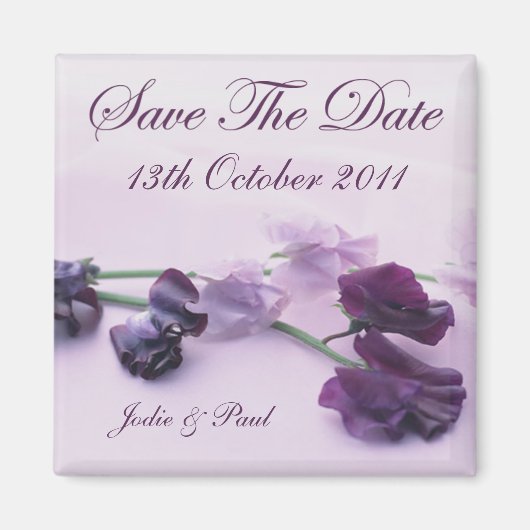 Paarse bloemen - Save the date Magneet (Voorkant)