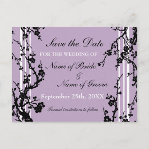 Paarse Bloemen Save the Date Wedding Briefkaart
