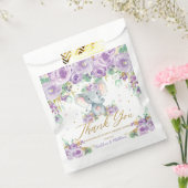 Paarse Bloemen Schattige Olifant Baby shower Bedankzakje (Gezegeld)